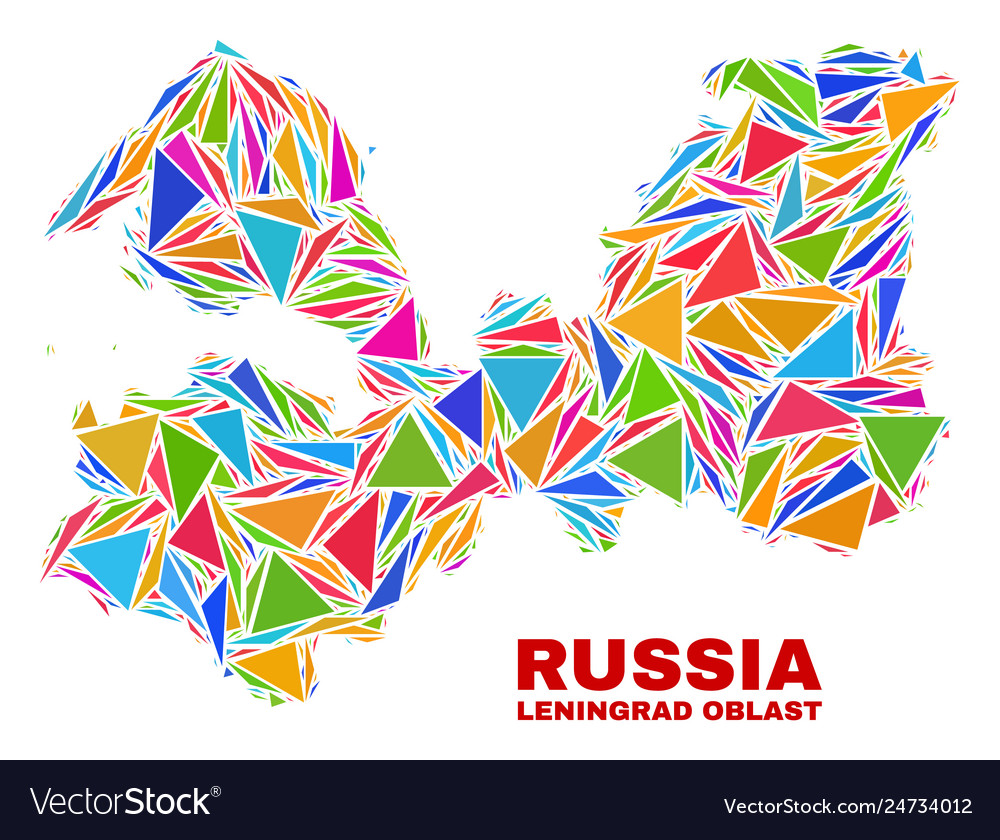 Leningrad region map - mosaic of color triangles