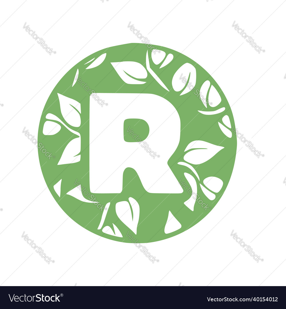 Letter r natural hand drawn monogram initials