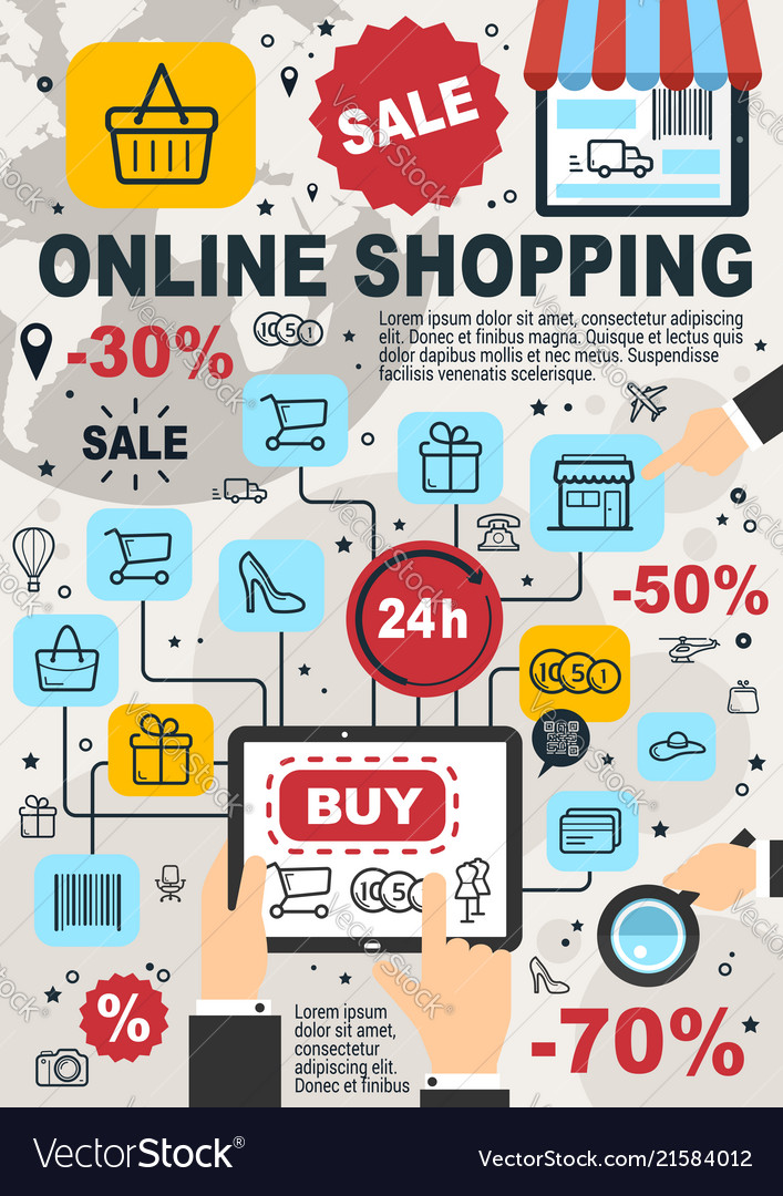 Poster Online Shop Tulisan   Online Shopping And Web Store Sale Poster Vector 21584012 