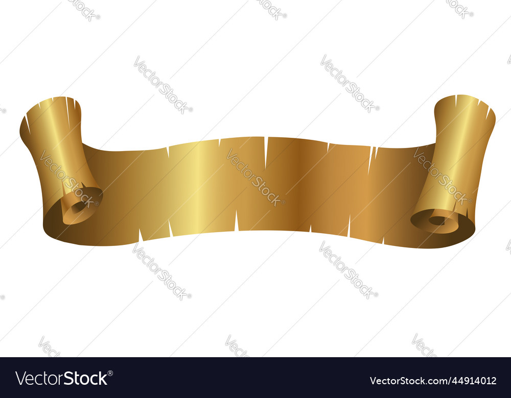 Ripped curly horizontal shiny golden banner