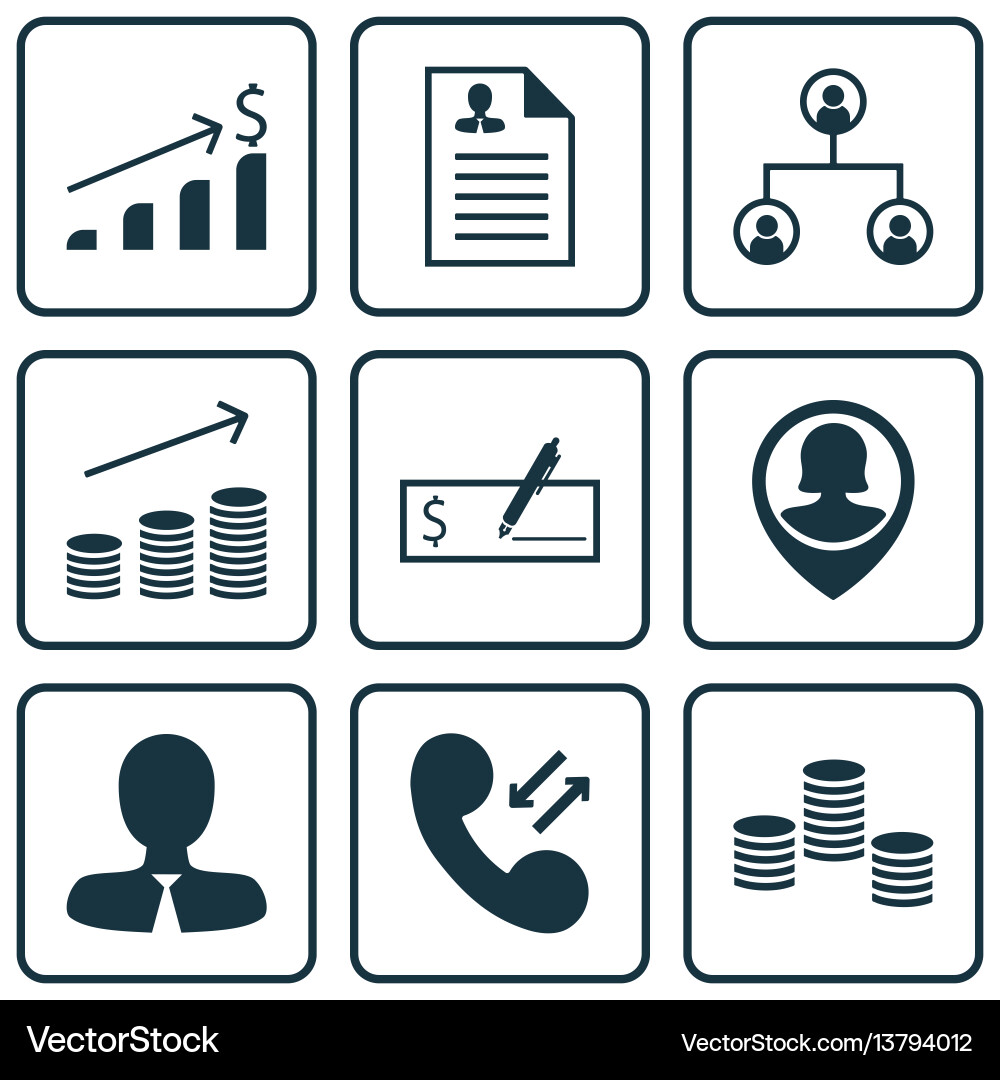 Set 9 hr icons includes pin employee tree Vector Image