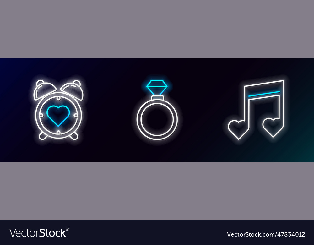 Set line music note tone with hearts heart