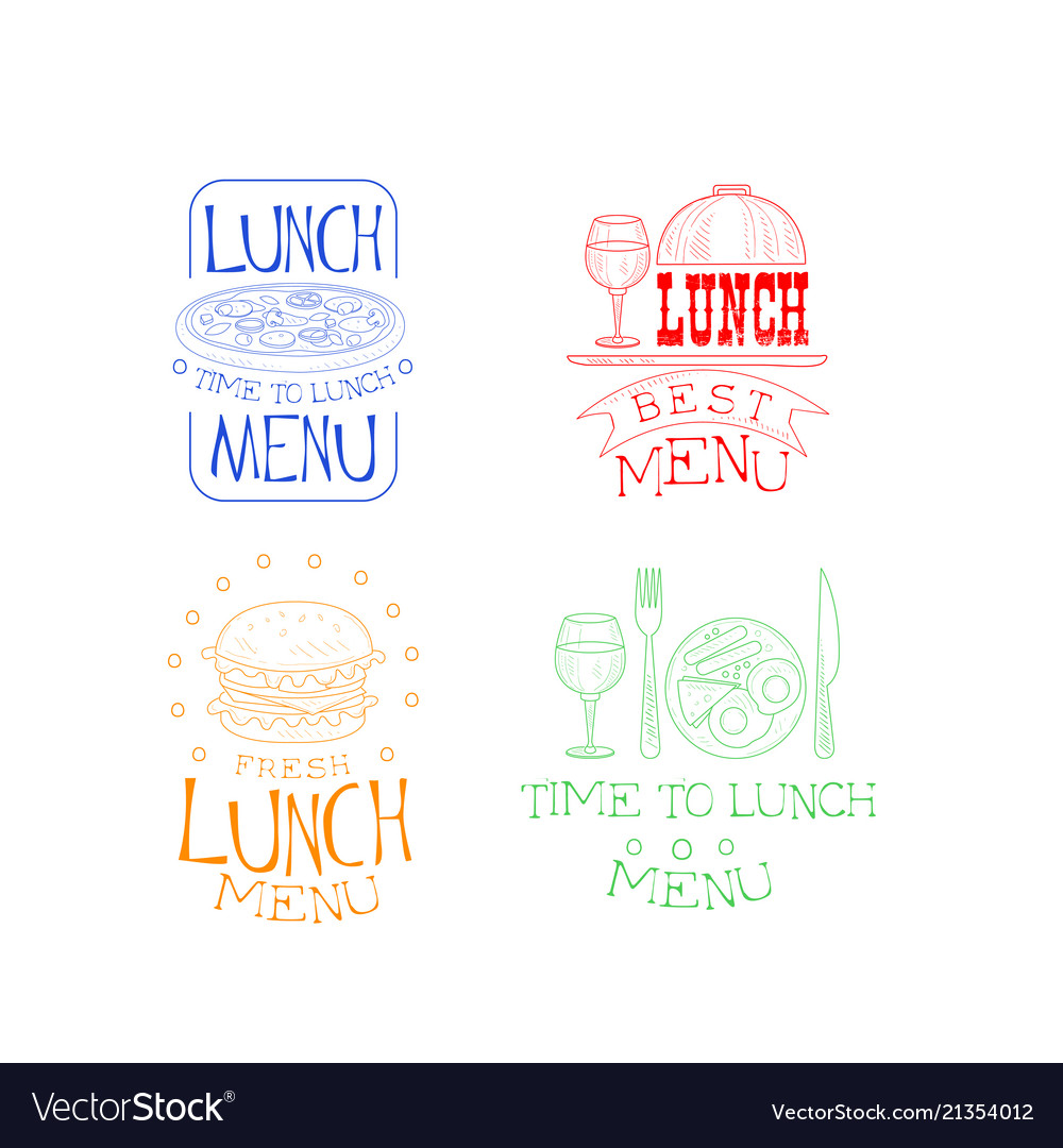 Set sketch logos for cafe or restaurant Royalty Free Vector