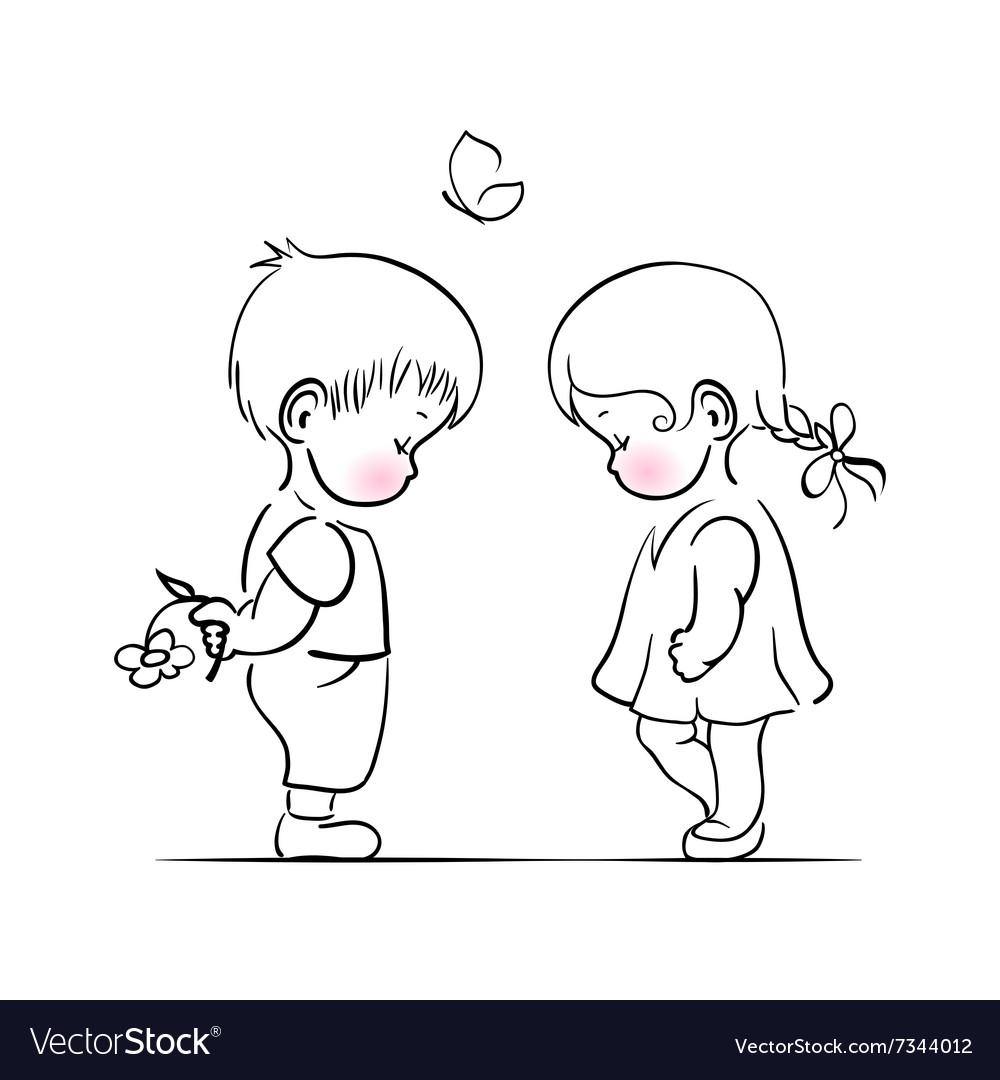 Boy in hand drawn style kids drawing Royalty Free Vector