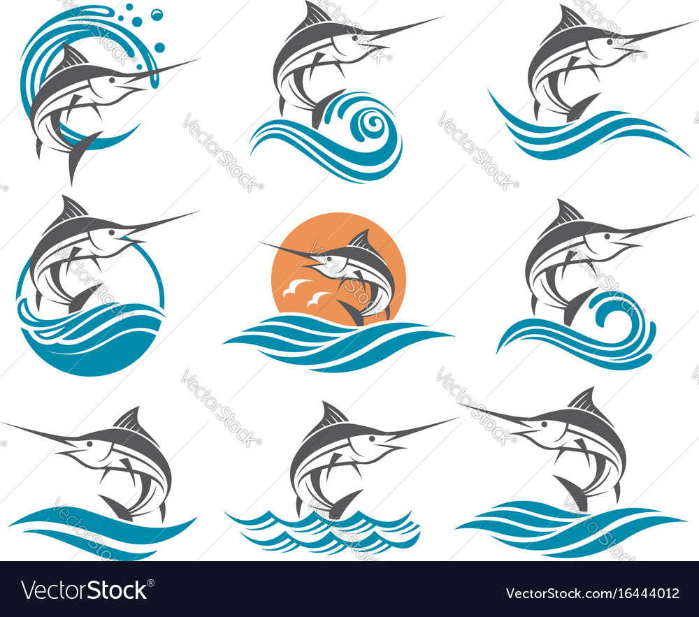 Swordfish set Royalty Free Vector Image VectorStock