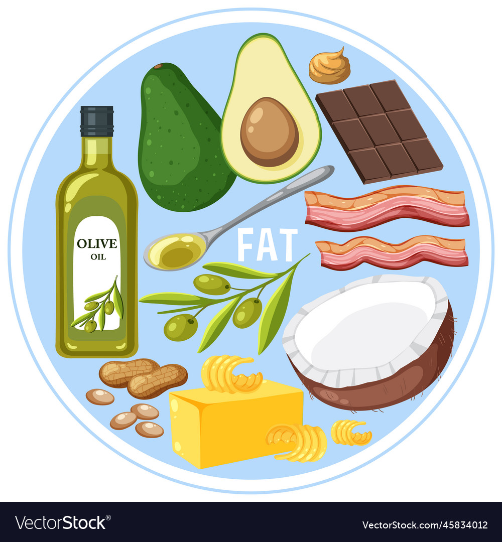 Variety of fat foods Royalty Free Vector Image