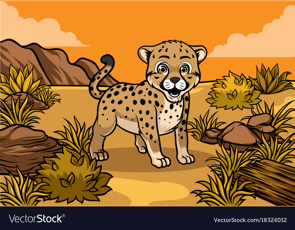 Young cheetah in the savannah Royalty Free Vector Image