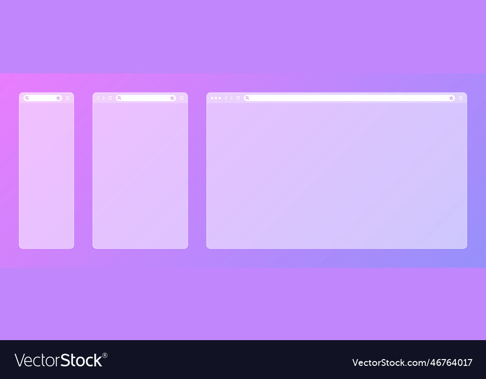 Blank transparent web browser window with toolbar Vector Image