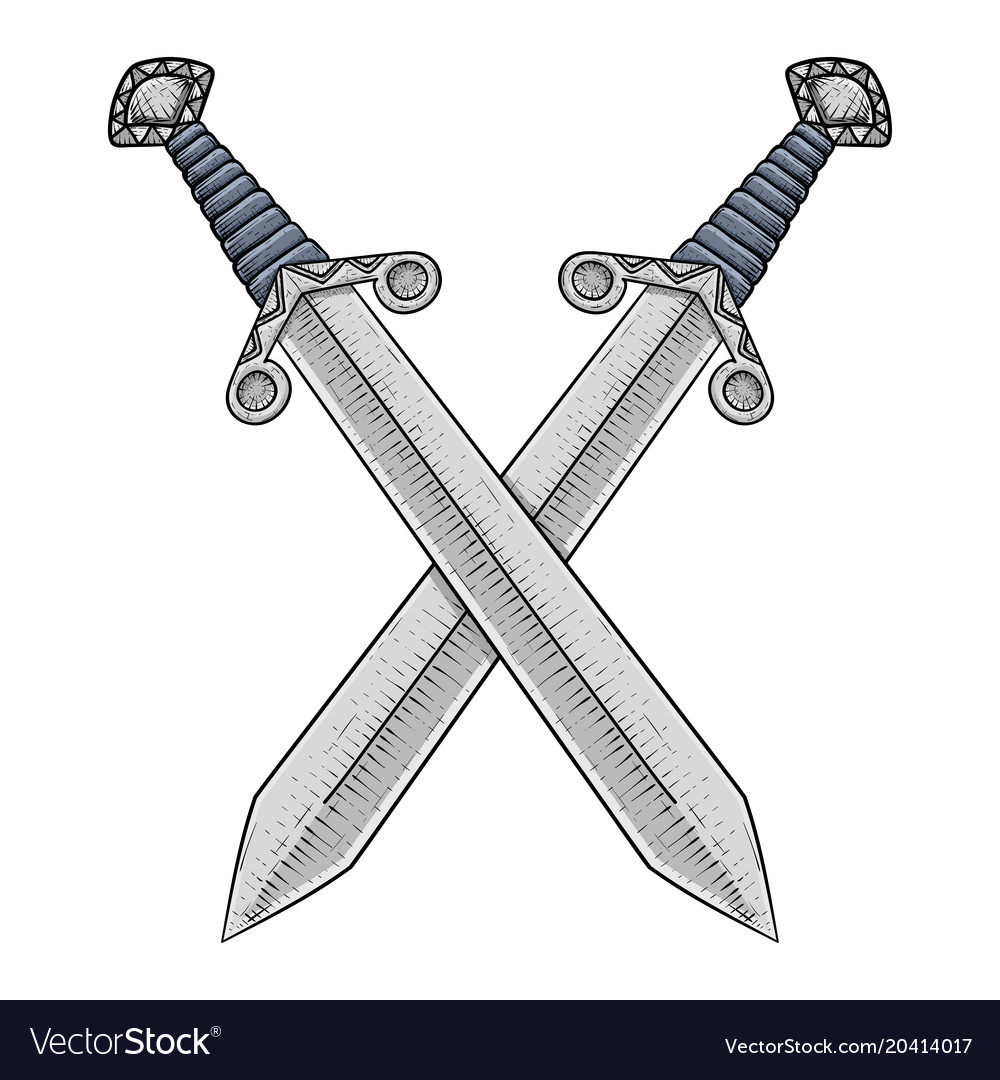 Isolated Crossed Chinese Hook Swords Vector Stock Vector (Royalty