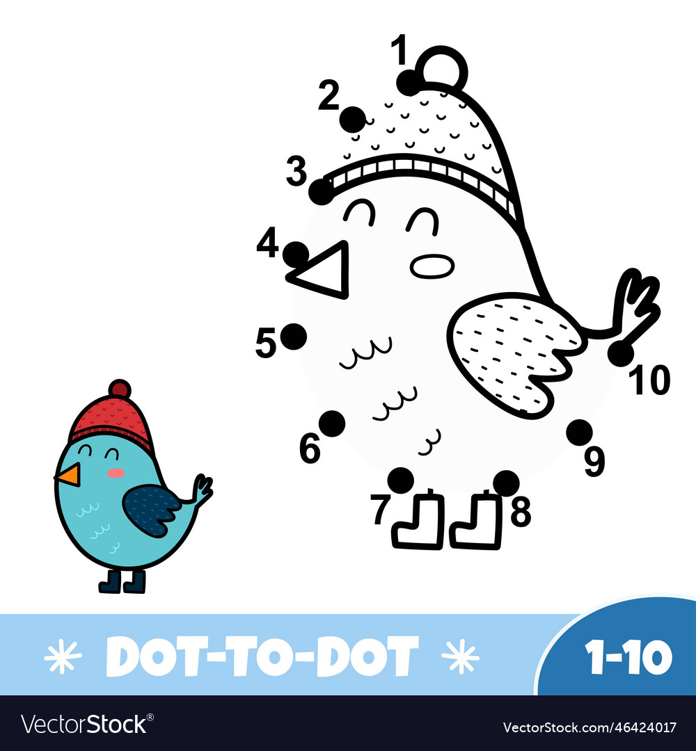 Dot to 1 10 easy game for kids with a cute vector image