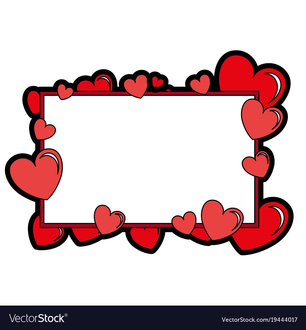 Hearts love with frame pattern background Vector Image