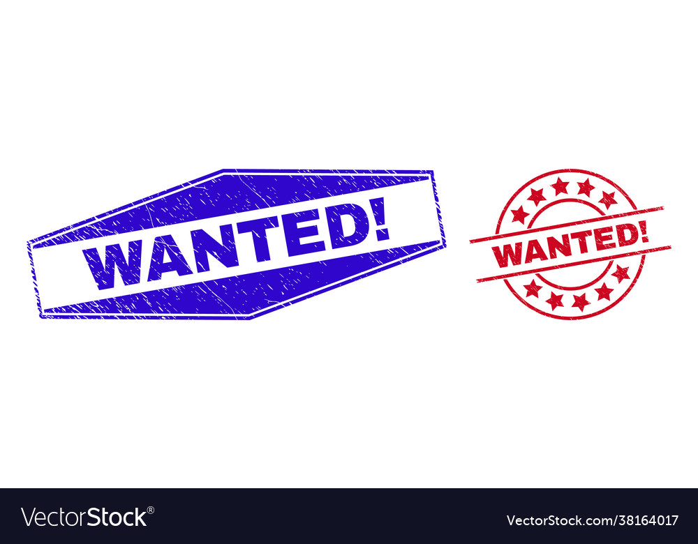 Wanted exclamation distress stamp seals in round