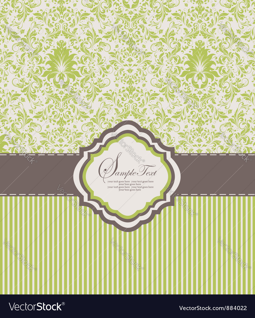 Green damask invitation card Royalty Free Vector Image