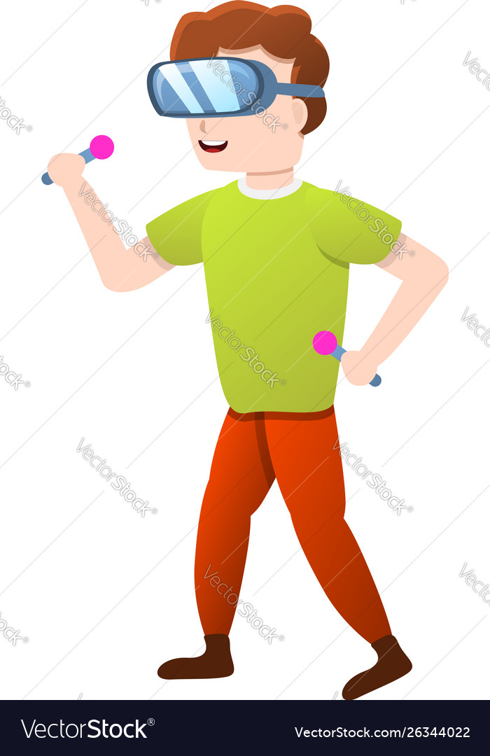 Kid virtual reality icon cartoon style Royalty Free Vector Kid virtual reality icon cartoon style Royalty Free Vector