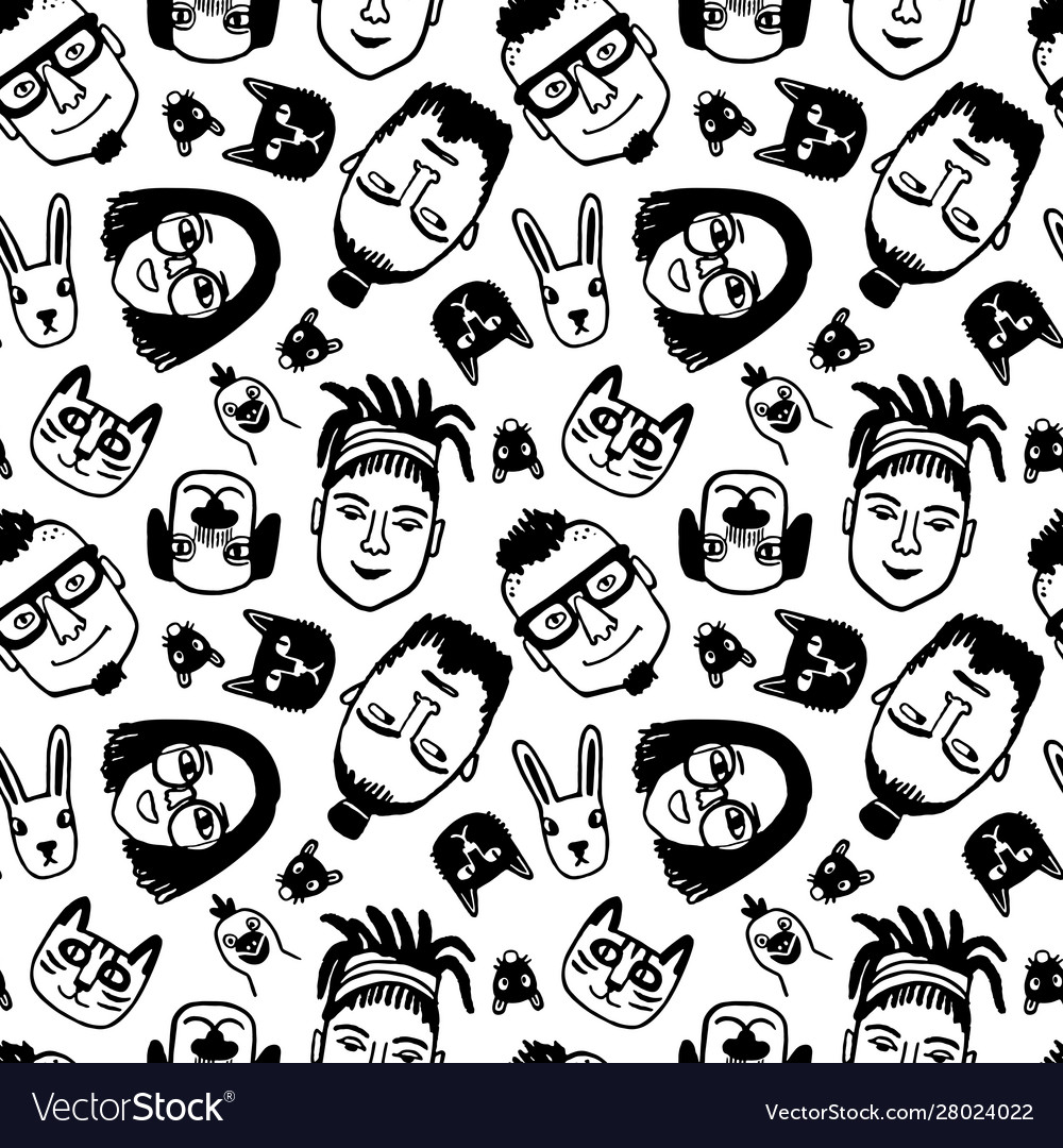 Seamless pattern with funny characters vector image Seamless pattern with funny characters