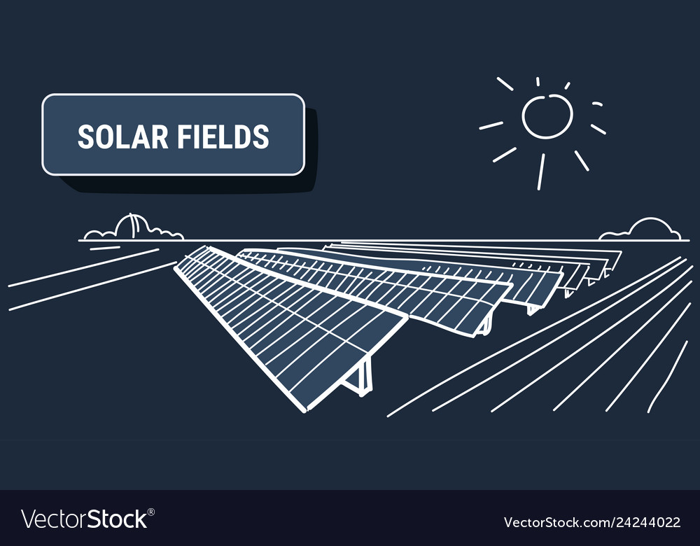 Solar energy panel fields renewable station