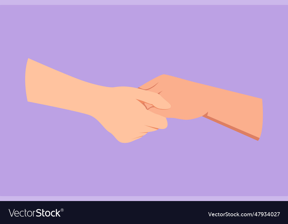 Character flat drawing two hands holding each