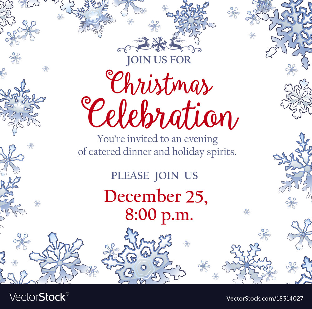 christmas party invitation with frosty snowflakes vector image