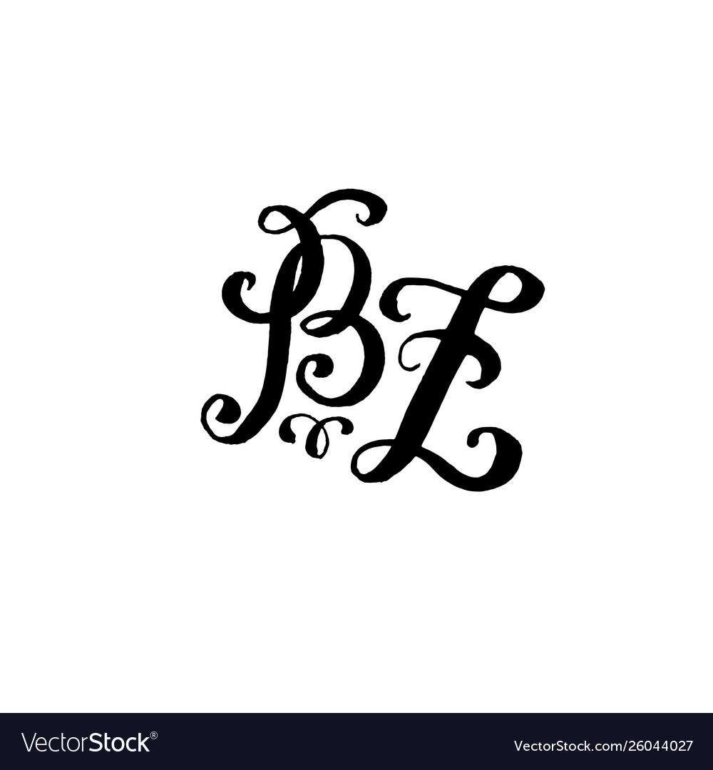 Hand drawn letters b and z for wedding logo