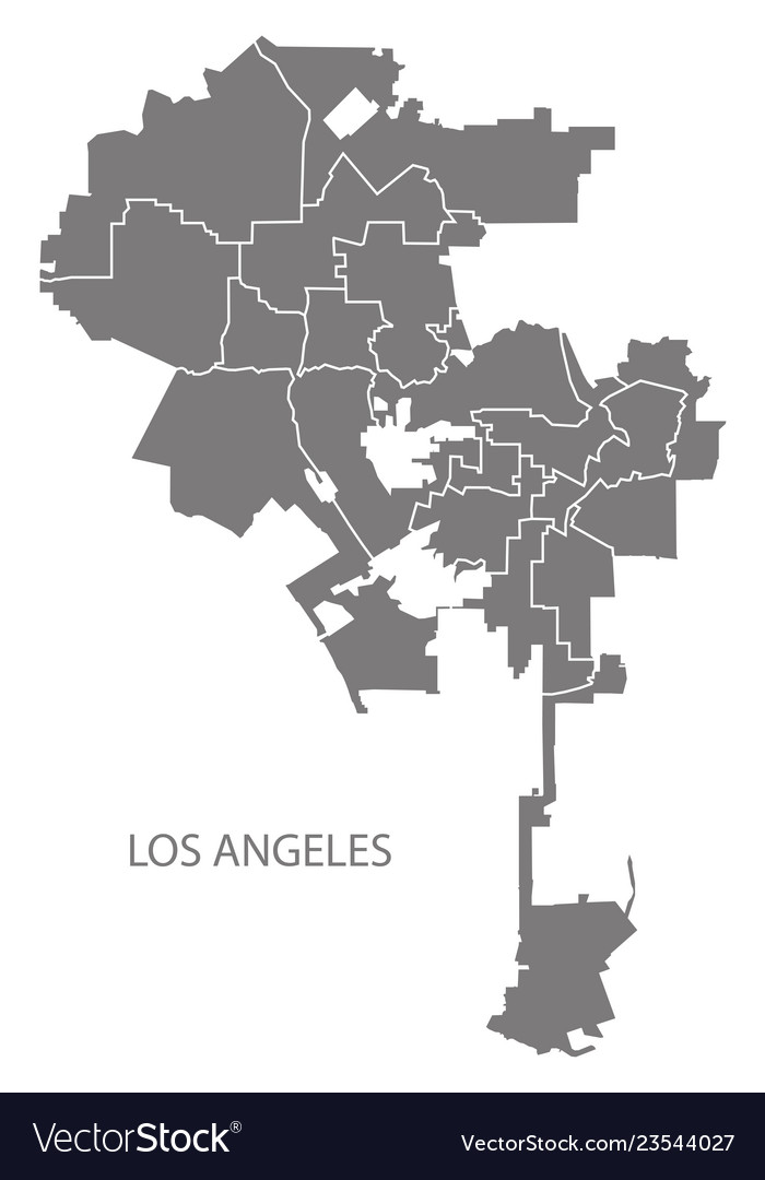 Los Angeles Map Vector Los Angeles City Map With Boroughs Grey Royalty Free Vector
