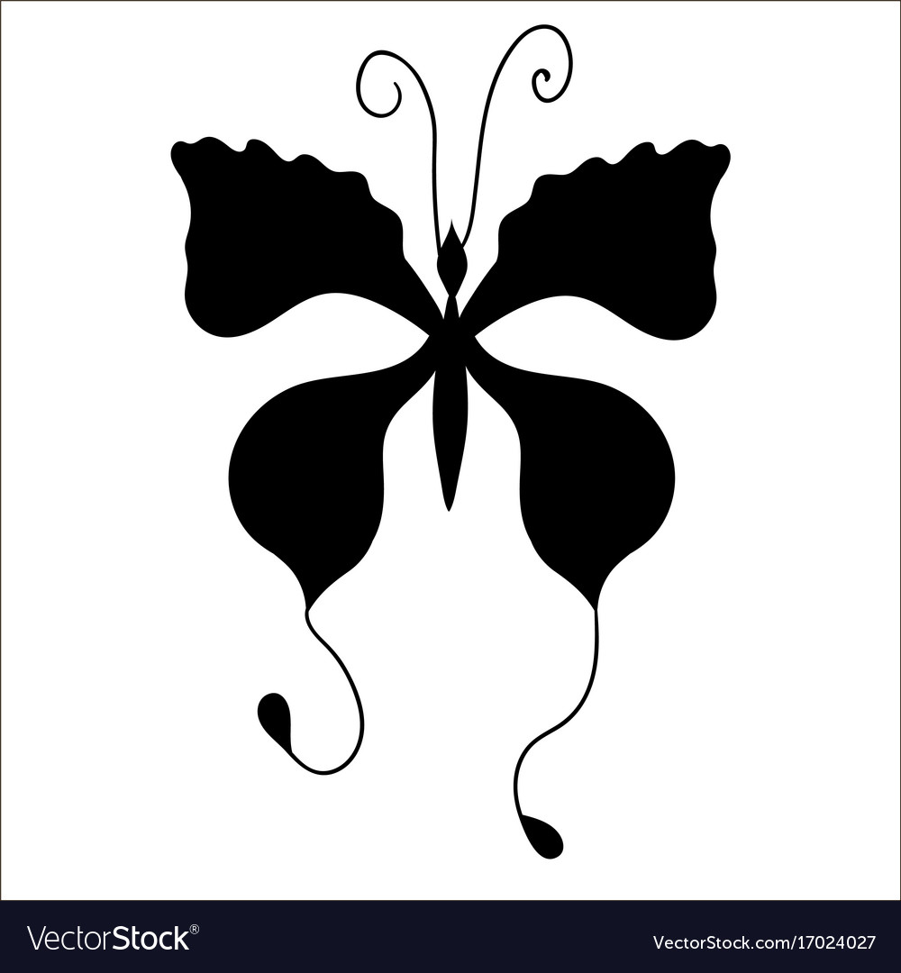 Silhouette of cute cartoon butterfly