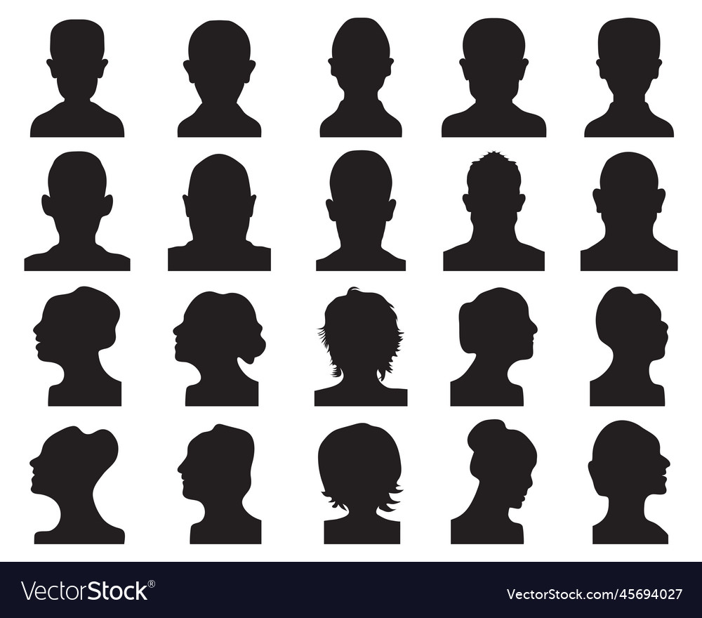 Silhouettes of of male and female heads Royalty Free Vector