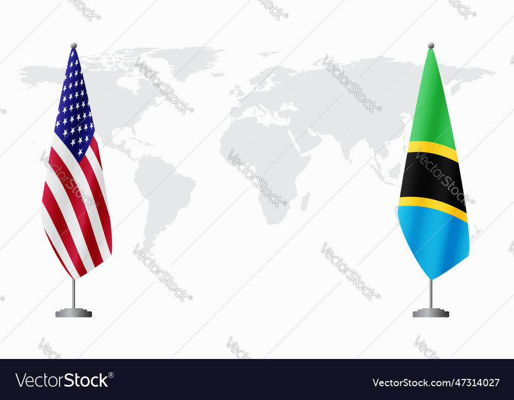 United states and tanzania flags for official