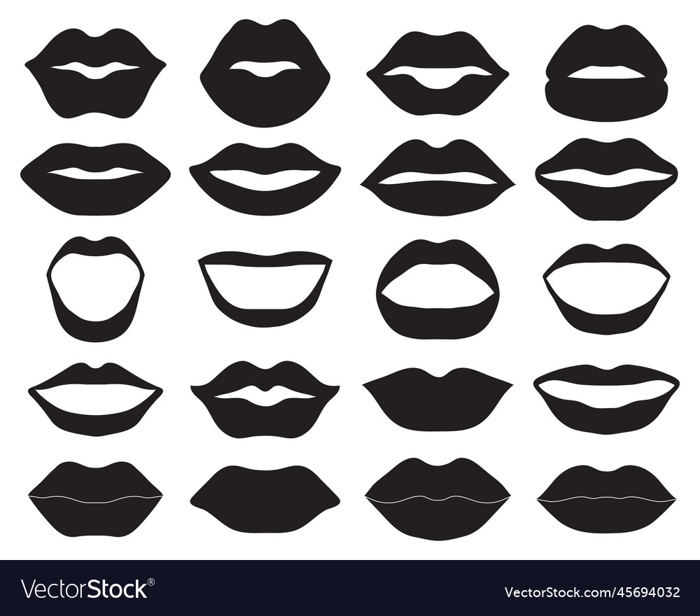 Black silhouettes of female lips Royalty Free Vector Image