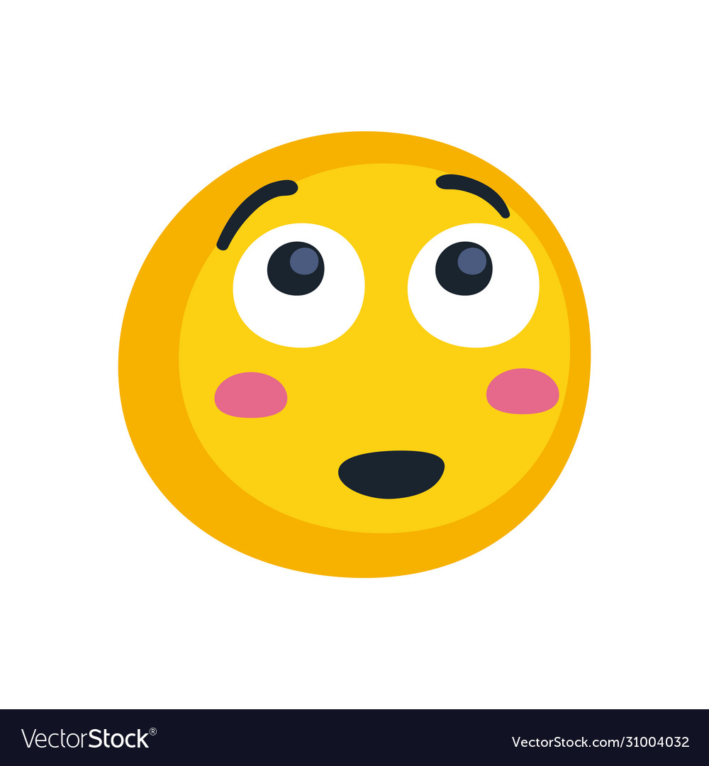 Blush emoji face flat style icon design Royalty Free Vector