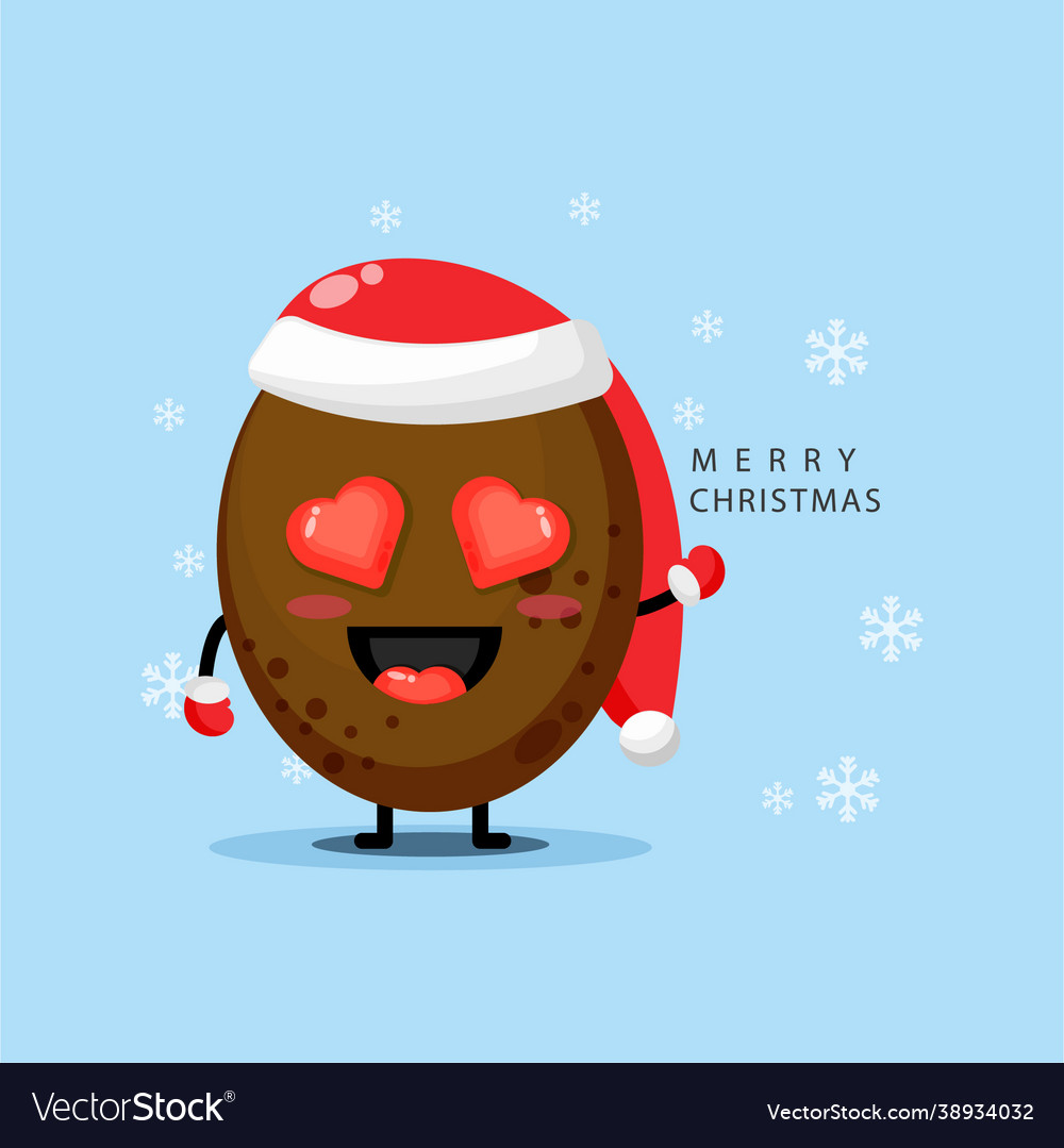 Cute kiwi mascot with christmas hat