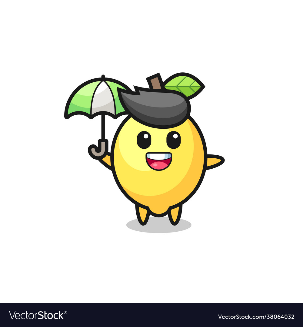 Cute lemon holding an umbrella