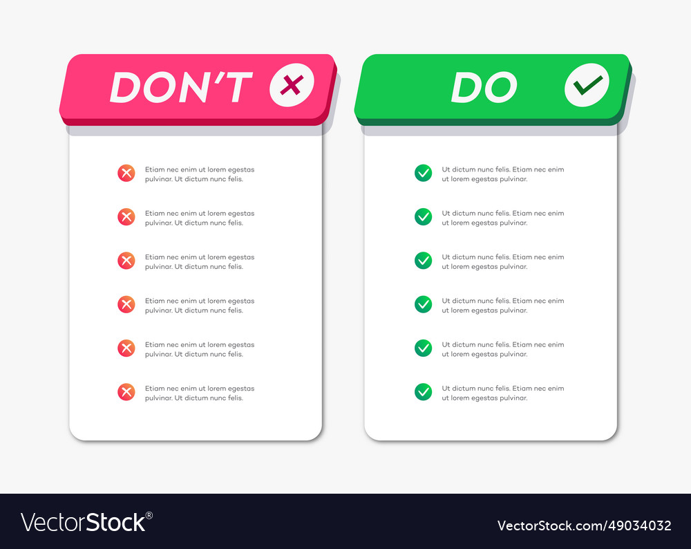 Do and dont infographic frame template Royalty Free Vector