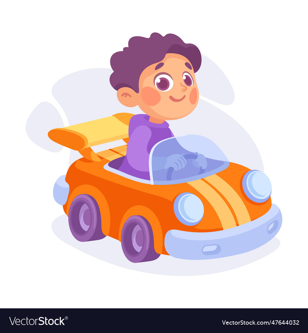 Entertainment with little boy in amusement park Vector Image