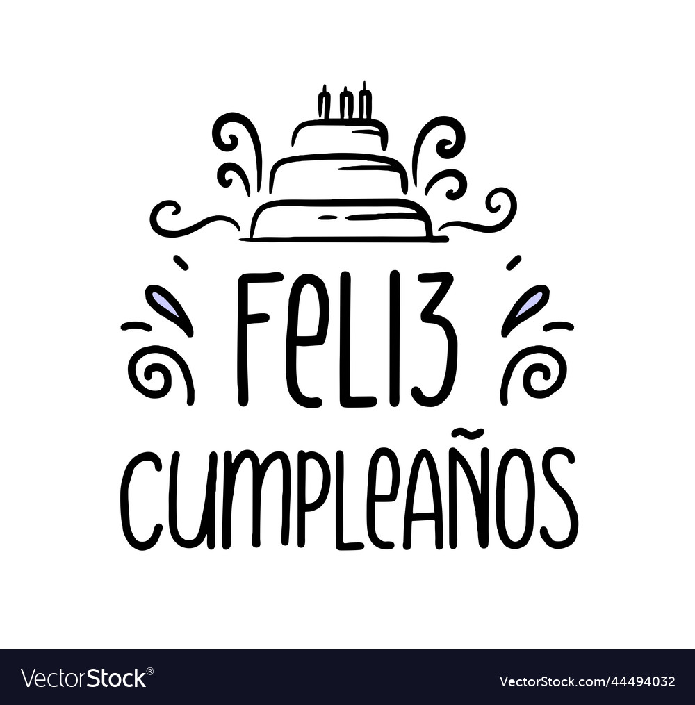 Happy birthday in spain lettering in spanish Vector Image