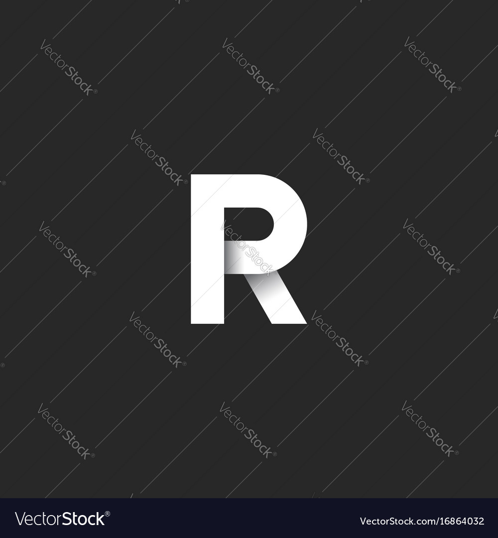 Initial letter r logo bold font white gradient Vector Image