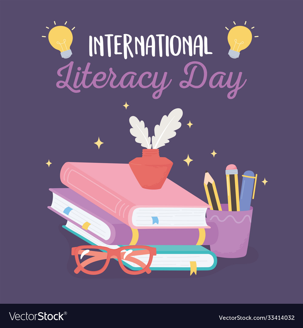 International literacy day ink and feather Vector Image