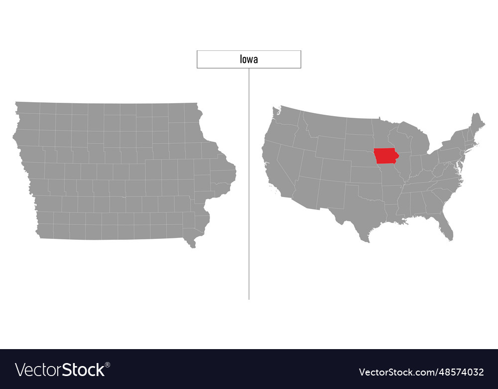 Map of iowa state united states and location