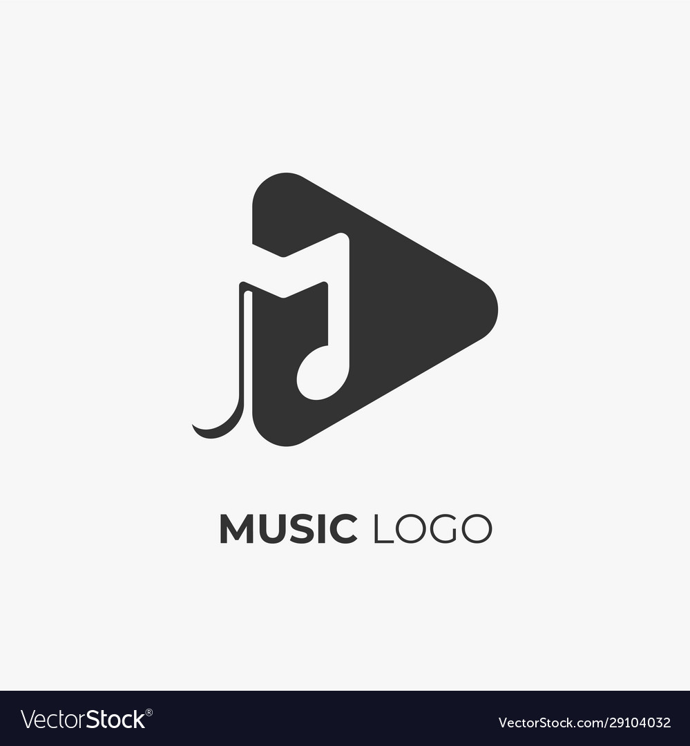 Music logo design letter m with play button Vector Image