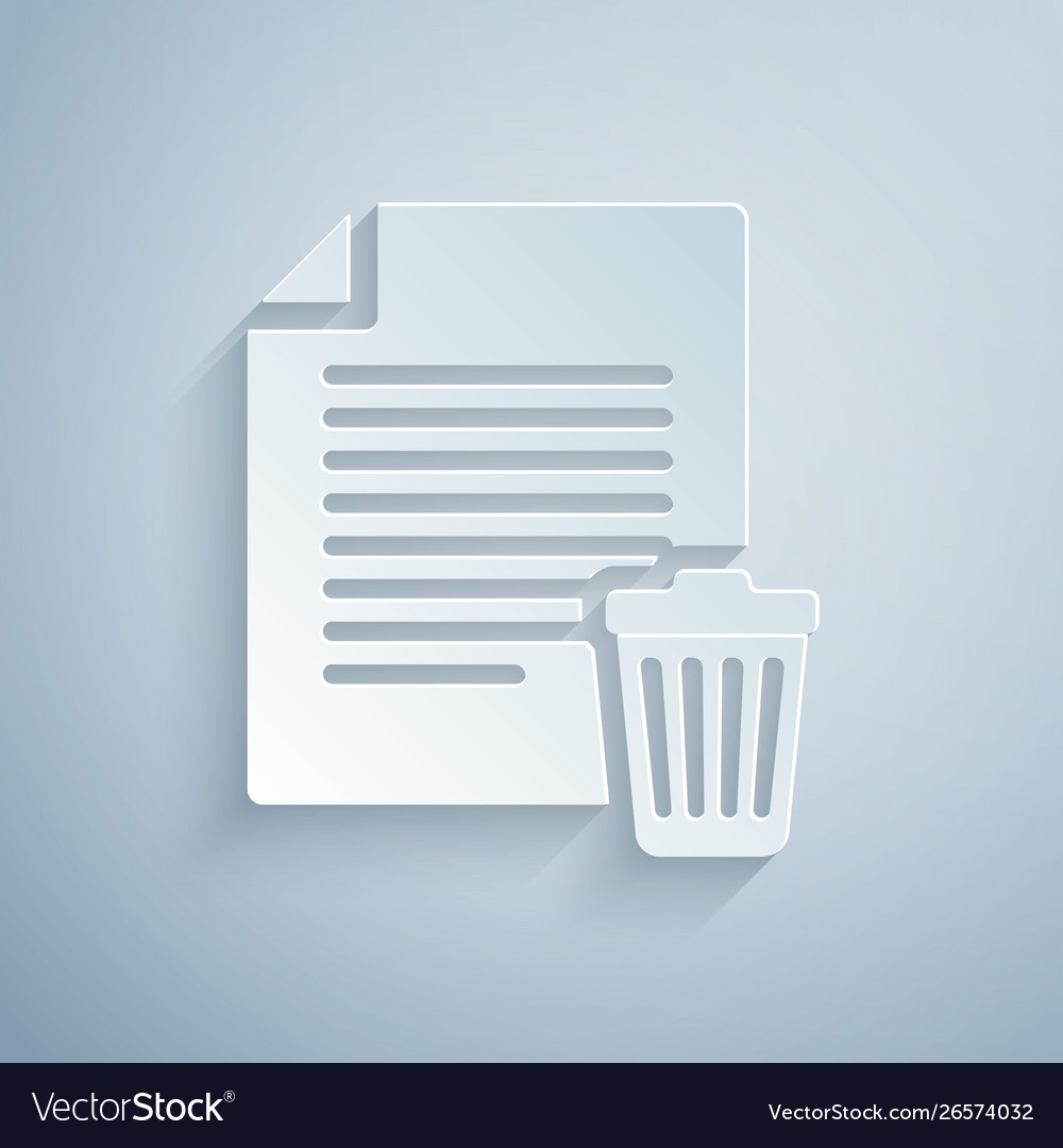 Paper cut delete file document icon isolated Vector Image