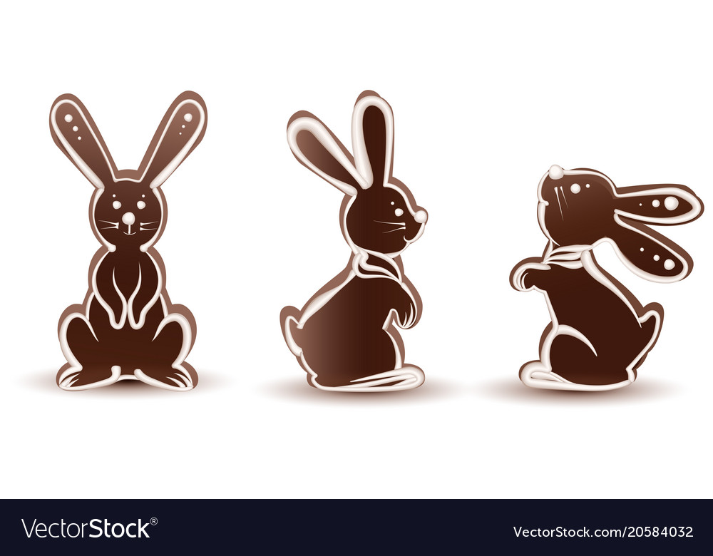 Set süße Schokolade Hase Silhouette Dessert