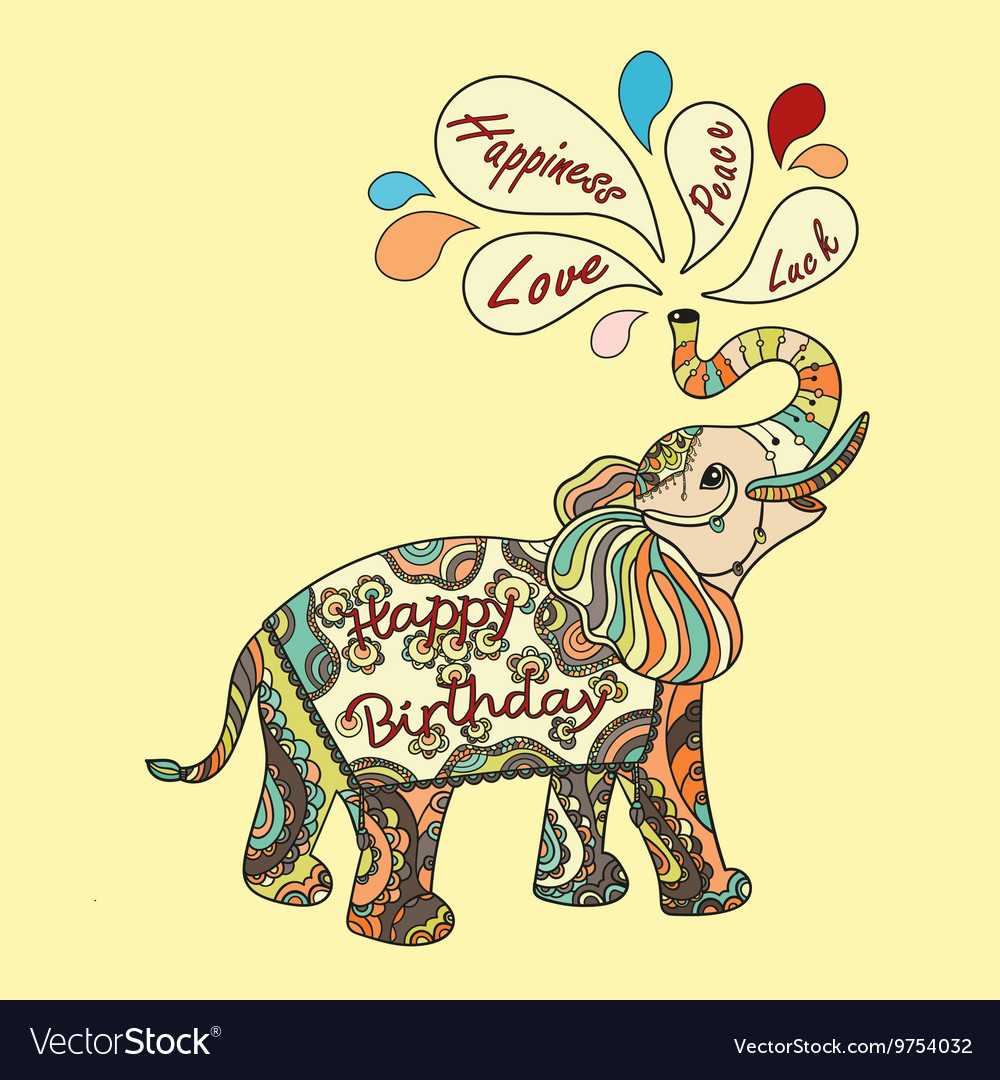 stylized fantasy patterned elephant royalty free vector