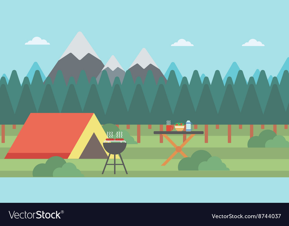 Background of camping site Royalty Free Vector Image