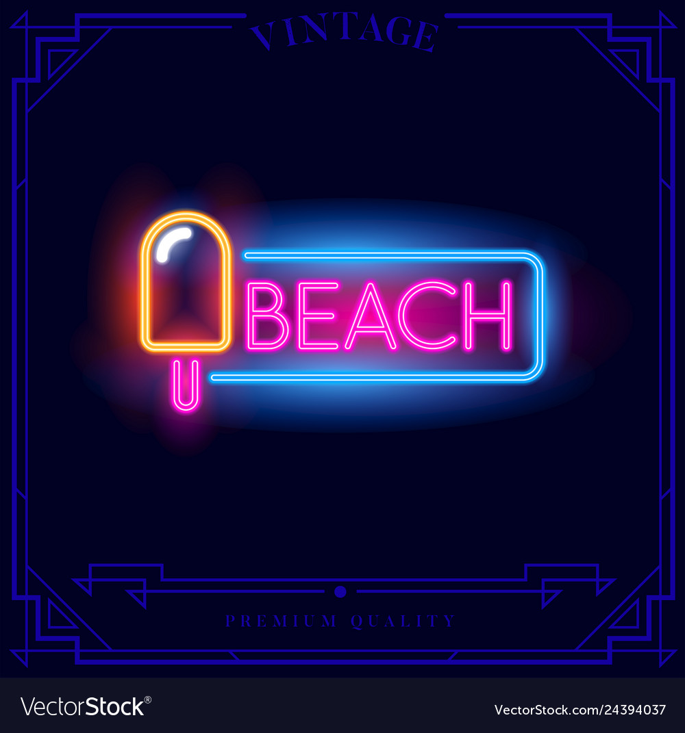 Beach ice cream neon light sign