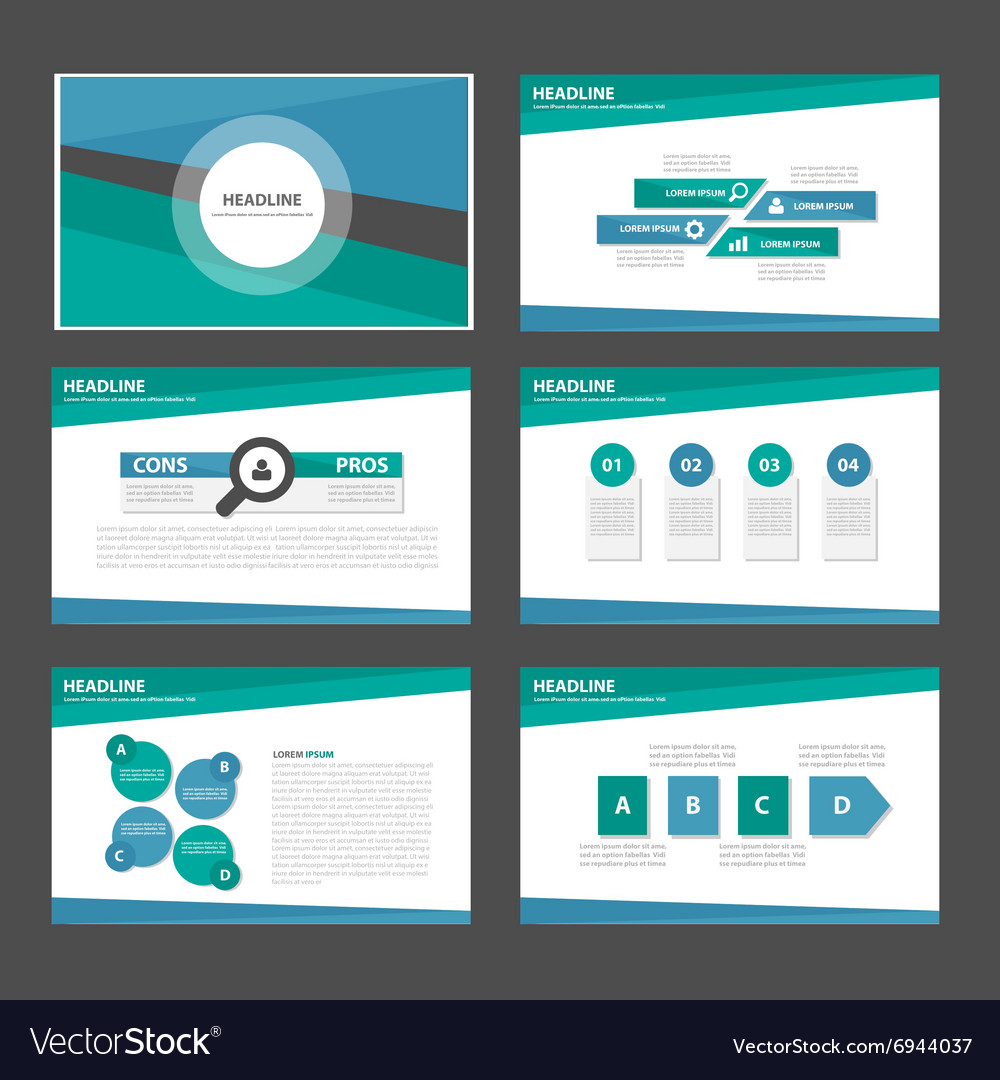 Green and blue presentation templates infographic Vector Image