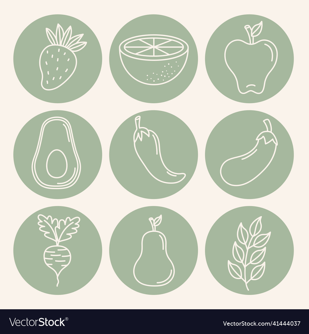 Healthy food icons Royalty Free Vector Image - VectorStock