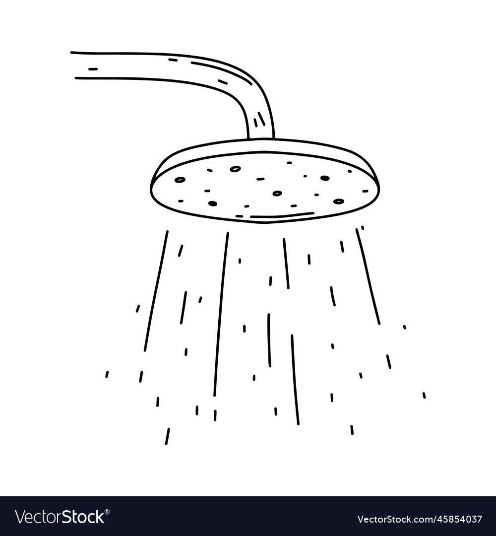 Shower with water drops in hand drawn doodle Vector Image