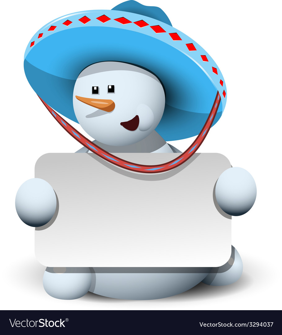 Snowman in a sombrero with white background