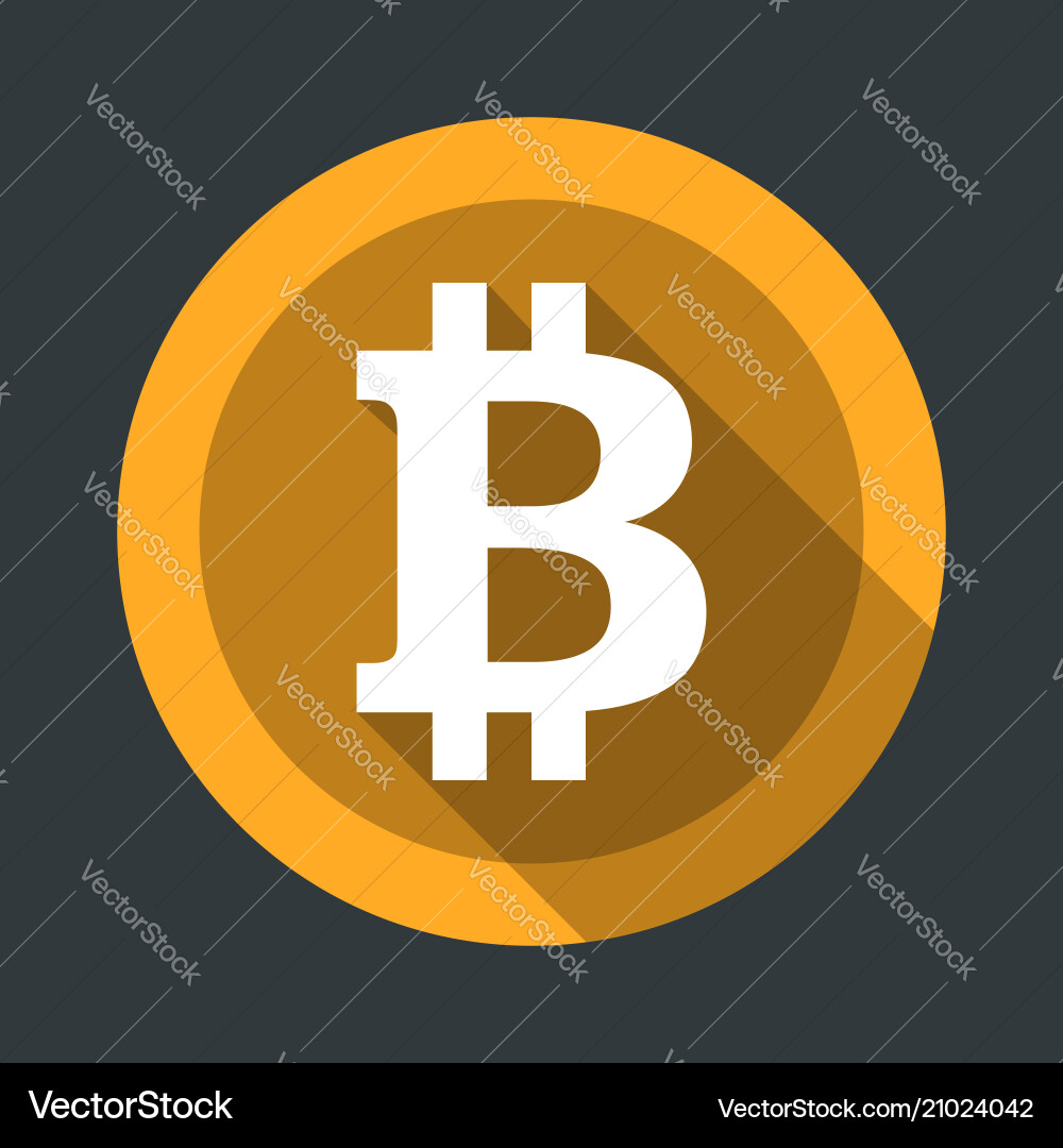 Bitcoin round icon flat design Royalty Free Vector Image