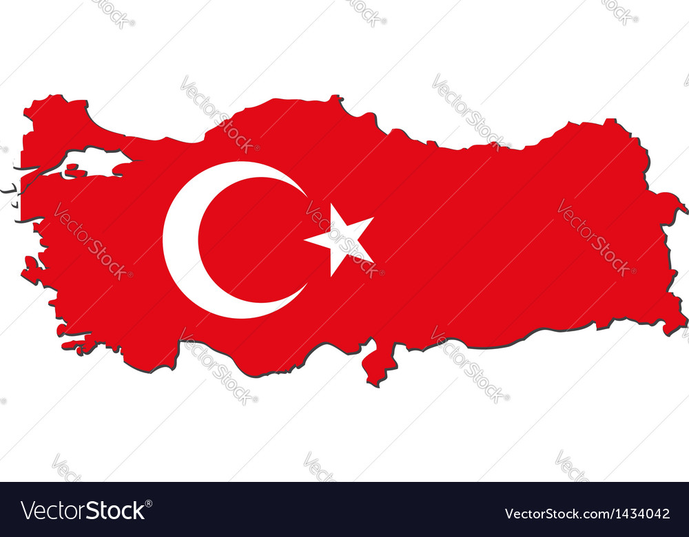 Map of turkey with national flag Royalty Free Vector Image