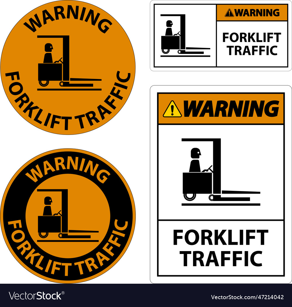 Warning forklift traffic floor sign on white